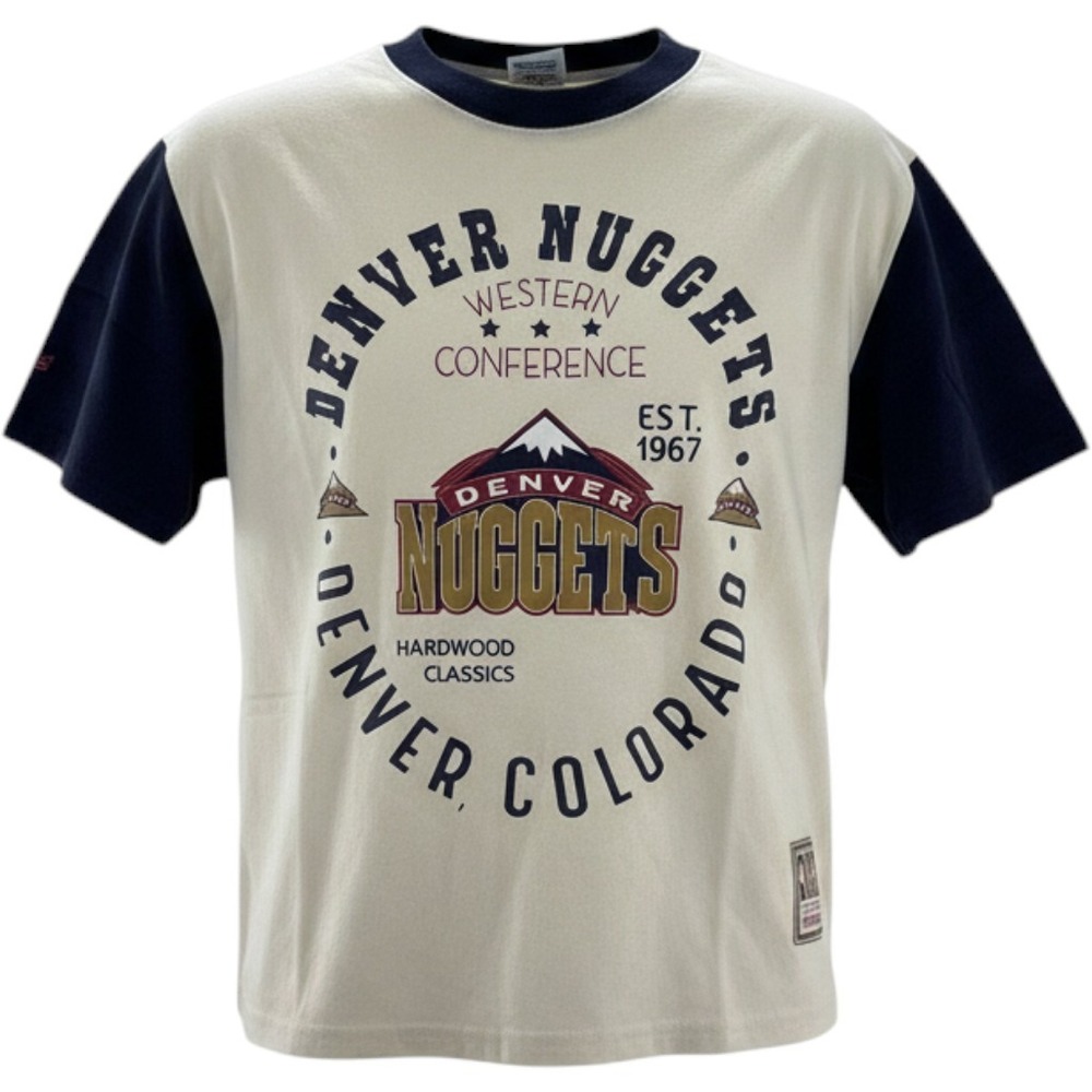 Mitchell & Ness Denver Nuggets Womens Boxy Crop Tee Cream MSRP 50 Small NEW